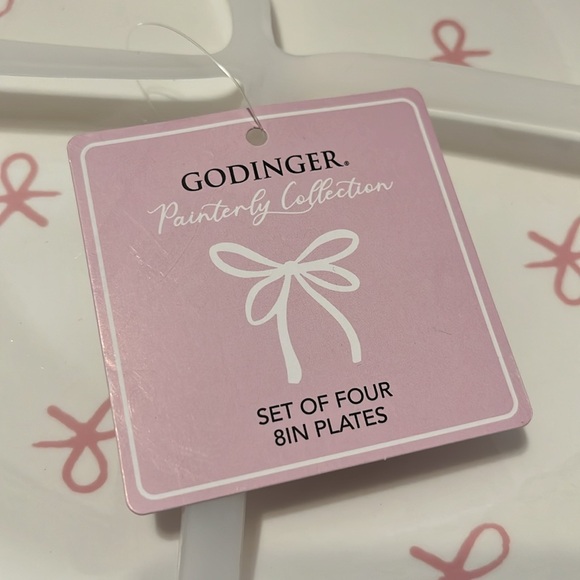 Pink Scallop Bow - Coquette Godinger Set of Four 8 Inch Plates - Picture 3 of 4